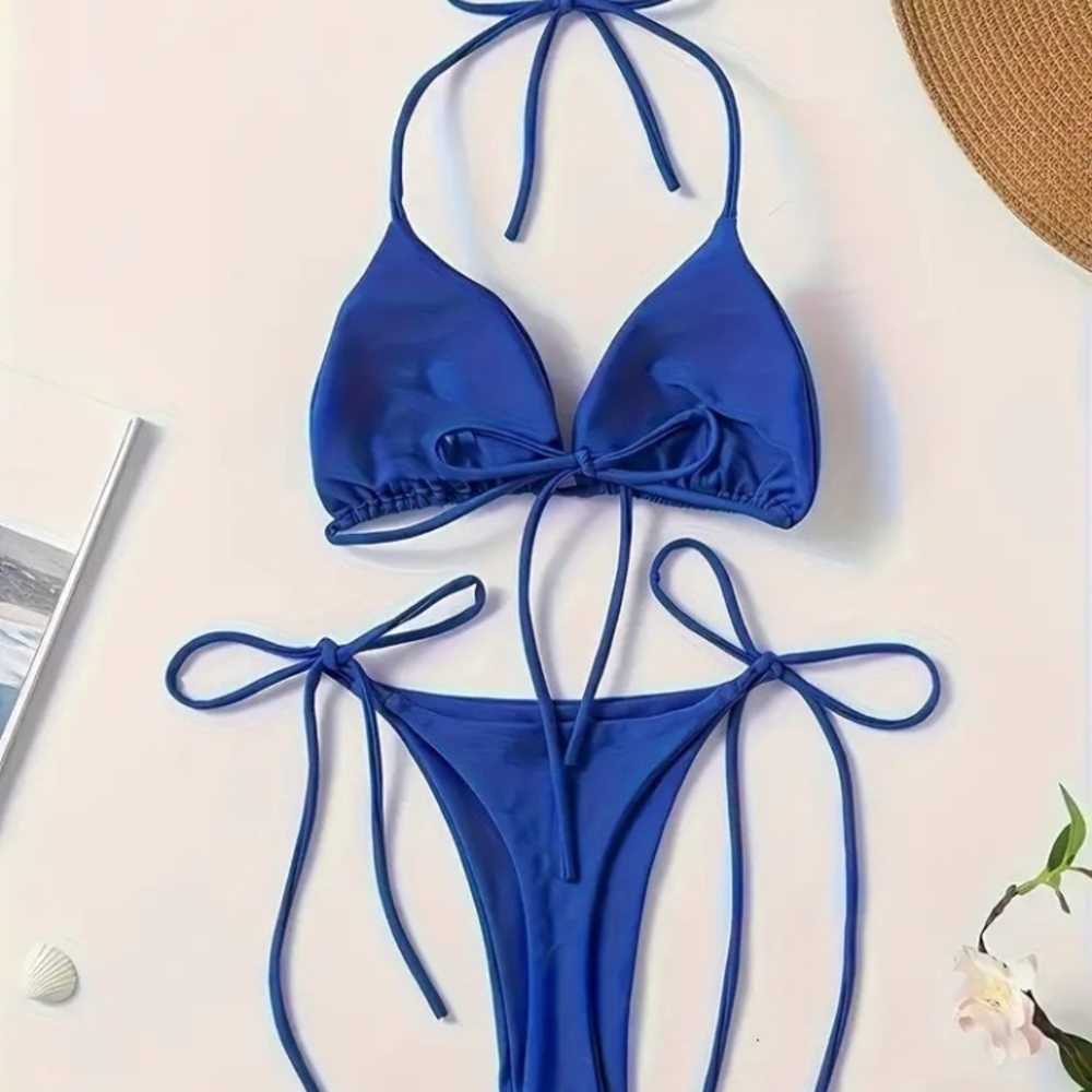 Chic Royal Blue Bikini Set Size L...